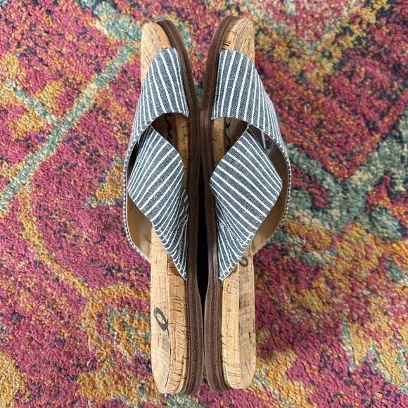 Sam Edelman | Women’s Blue/White Stripe Hattie Crisscross Canvas Slip On Flats - Picture 9 of 16